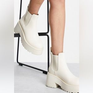 Rule London Cream Platform Roe Chelsea Boots